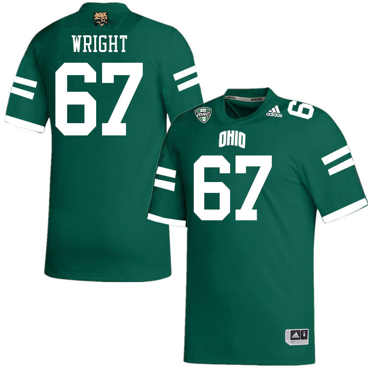 Ohio Bobcats #67 Kam Wright College Football Jerseys Stitched-Green